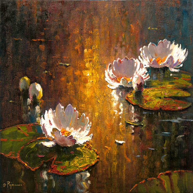 Bob Pejman Time White Lilies at Sunset